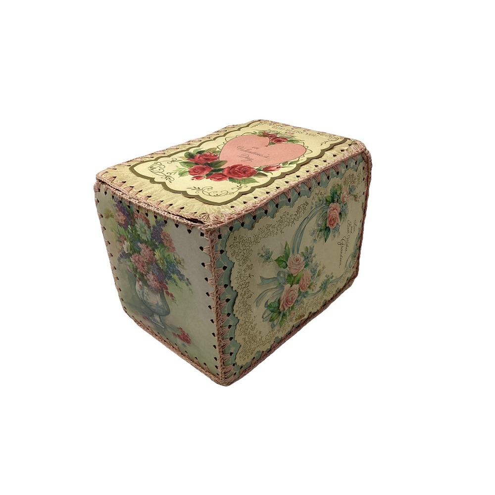 Vtg Handmade Valentine Box Of Grandma Greeting Cards Shabby Chic 7"x5"